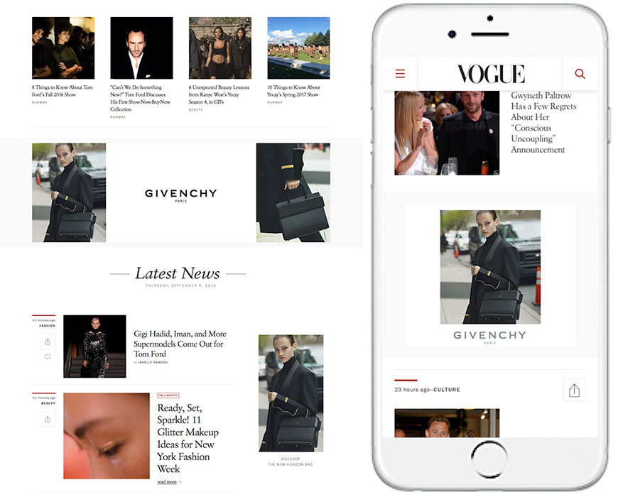 Campagne digitale Givenchy sur le Vogue US